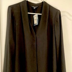 Express size medium collarless v-neck top, pitch black. Brand new